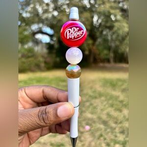 Custom Made Soft Drink Themed Pen with Decorative Bead